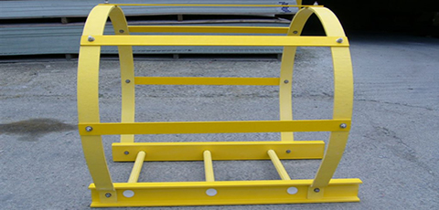 Safety Yellow FRP Ladder Perspective from Bottom Up